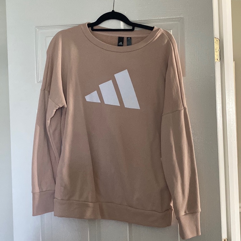 Small, light pink, women’s adidas sweat shirt